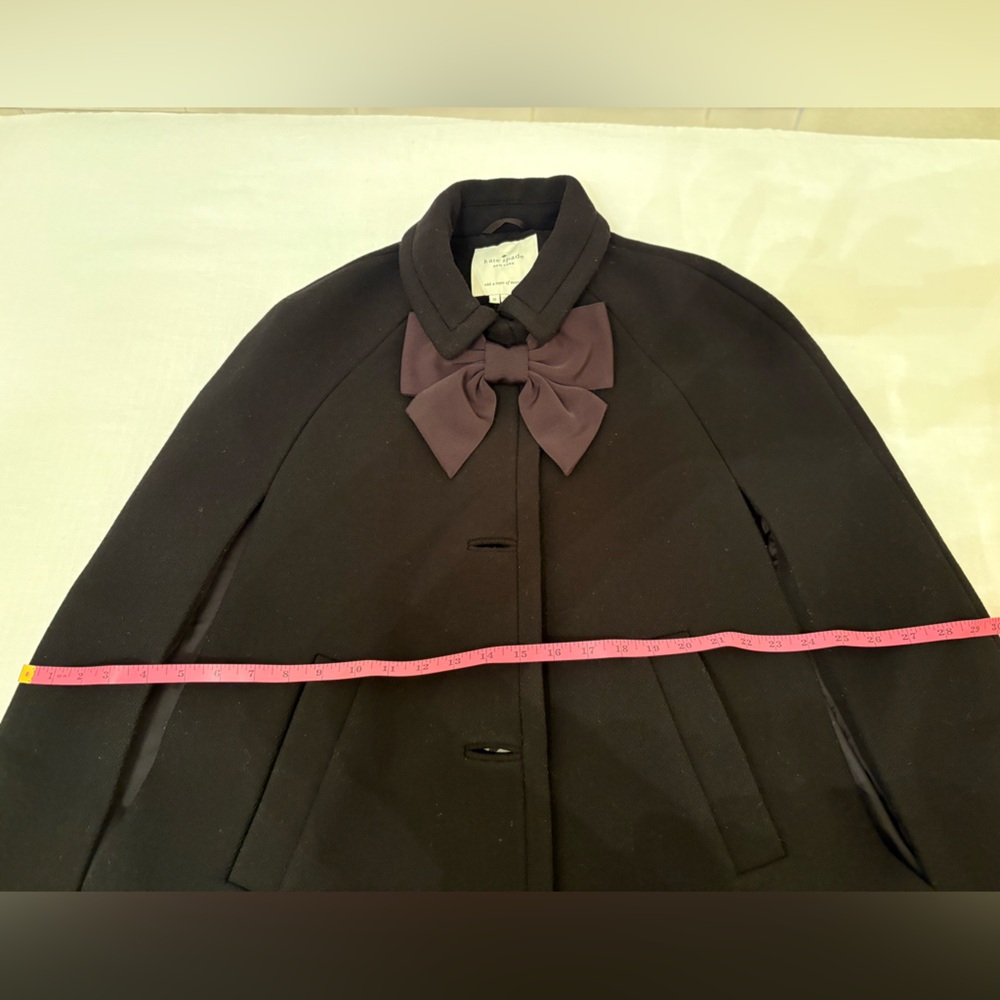 Kate Spade Black Wool Cape with Bow Accent - Picture 9 of 14